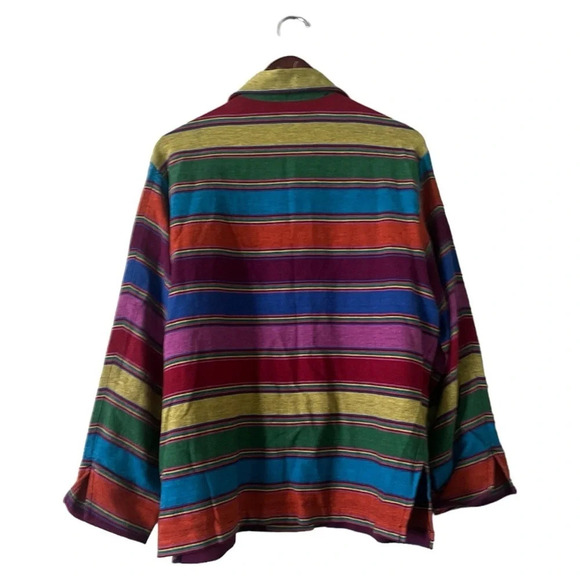 Vintage Norm Thompson Rainbow Striped Oversized Button Down Blazer/Jacket Large - Picture 3 of 7